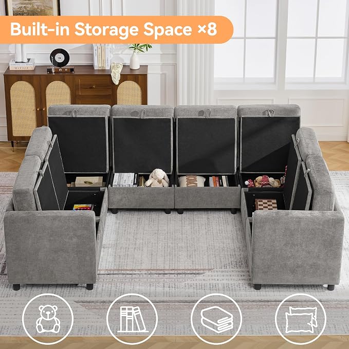 104'' U Shaped Modular Sofa, Sectional Couches - Image 3