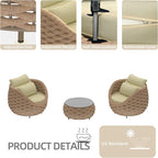 TWT Aluminum Outdoor Patio Furniture Set, 4 Textilene Armchairs Modern Outdoor - Image 3