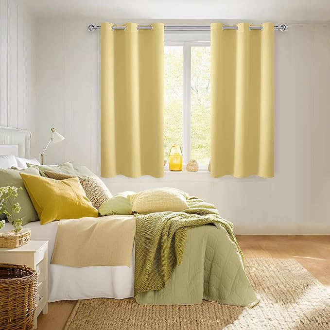Blackout Curtains for Bedroom, 2 Panels, Light Yellow, 42 x 54 Inch | Thermal - Image 6