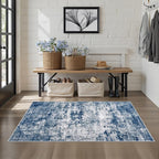 Area Rug Living Room: 3x5 Modern Washable Indoor Soft Carpet Blue | - Image 3