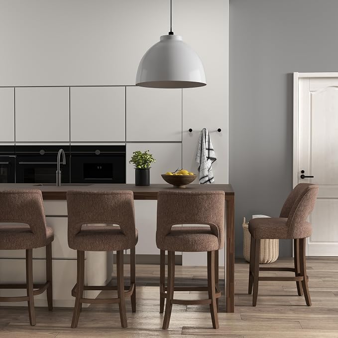 VKNOW Bar Stools Set of 4, Upholstered Counter Height Bar Stools, Modern by VKNOW