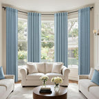 Blue Curtains 38 Inch Width for Kitchen Door 2 Panels Back Tab Rod Pocket Semi - Image 7