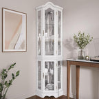 BELLEZE Lighted 3-Side Glass Display Curio Cabinet w/ Tempered Glass Doors and - Image 3
