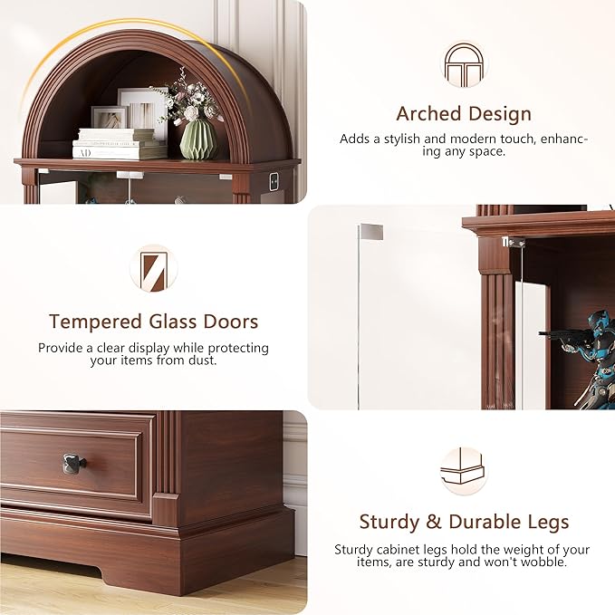 Dystler Curio Cabinet with Glass Doors, 4-Tier Display Case - Image 6