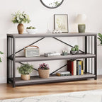 LVB Farmhouse Industrial Console Table, Wood Metal Foyer Entryway Sofa Tables by LVB