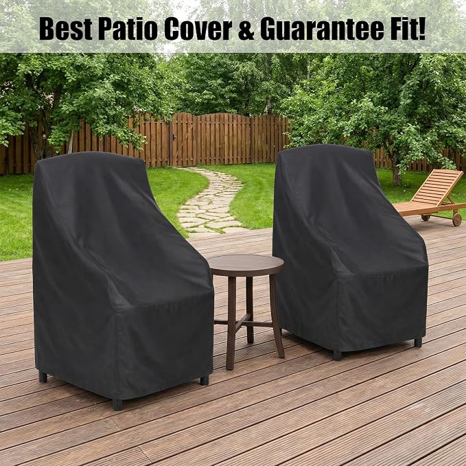 Stackable Patio Chair Covers Waterproof 2 Pack 210D Lawn Patio Outdoor Chairs - Image 7