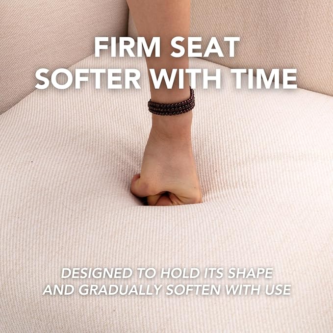 Beige Linen Fabric Accent Chair, Modern Farmhouse Upholstered Armchair - Image 4
