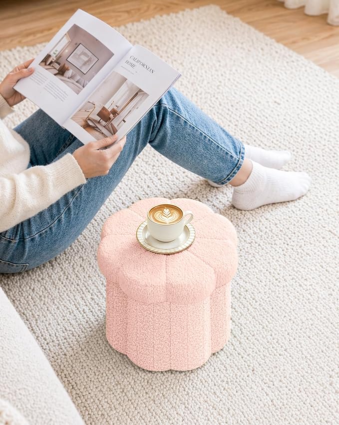 B FSOBEIIALEO Storage Ottoman Foldable, Sunflower Shaped Small Footrest - Image 2