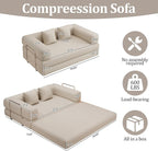 4-in-1 Foldable Sofa Bed Teddy Fabric Foam-Filled Compressed Couch, Beds Queen - Image 2