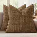 MIULEE Chenille Textured Fall Throw Pillow Covers Bronze 18x18 Set of 2 | by MIULEE