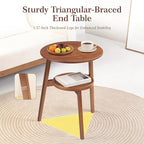 Bamboo Round Side Table, 2-Tier Small Space End Table - Image 5