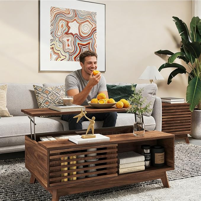 HAIOOU Lift Top Coffee Table, Mid Century Modern Coffee Table - Image 3