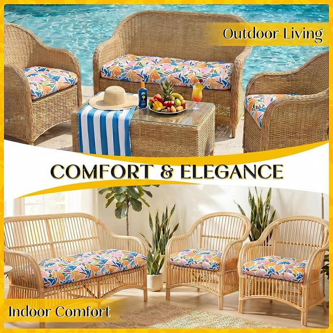 1 MIDDLE ONE Wicker Chair Cushions 3 Pieces Set - Image 6