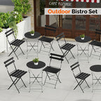 VINGLI Outdoor Folding Bistro Table and Chairs Set of 2, 3-Piece Bistro Set - Image 7