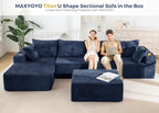 MAXYOYO 132" Giant U-Shaped Modular Sectional Couch, Modern Boneless Couch - Image 4