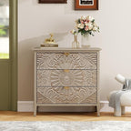 31.5" Carved 3-Drawer Cabinet by YHAOWORKS