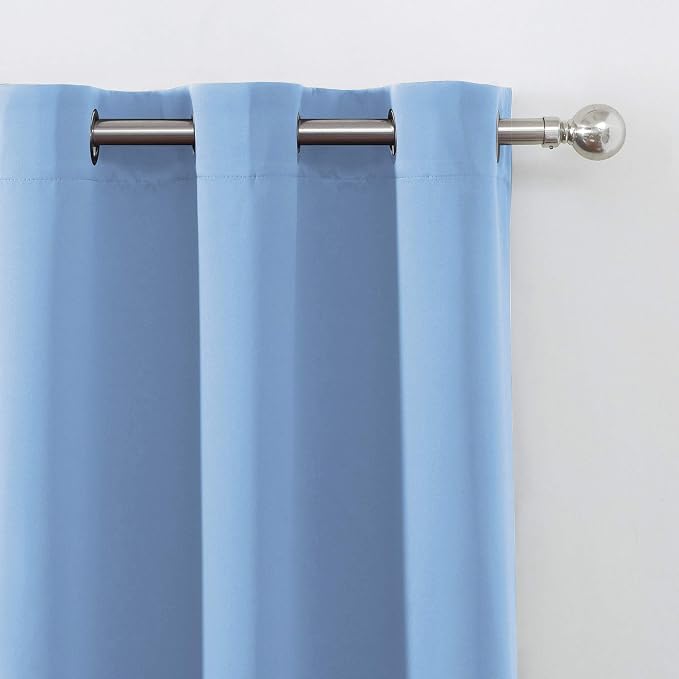 Sky Blue Thermal Blackout Curtains/38 x 63 Inch/Set of 2 Panels Room Darkening - Image 7