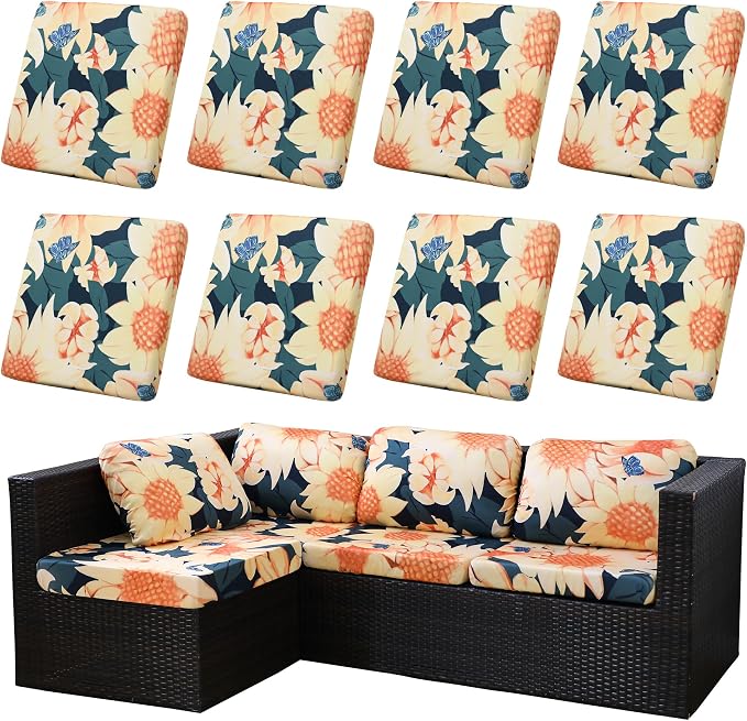 8PCS Patio Cushion Covers.Patio Furniture Couch SeatSlipcovers | Washable by SUKAIKEQA