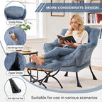 MBOOYOME Lazy Chair with Folding Ottoman, Modern Accent Armchair with Armrests - Image 5