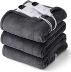 Bedsure Heated Blanket Queen Size, Dual Control Electric Blanket, Dark Grey | by BEDSURE