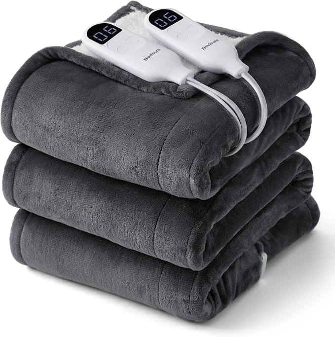 Bedsure Heated Blanket King Size, Dual Control Electric Blanket, Dark Grey | by BEDSURE