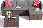 Aiho 5 Pieces Patio Furniture Set All-Weather Outdoor Wicker Sectional Patio - Image 5