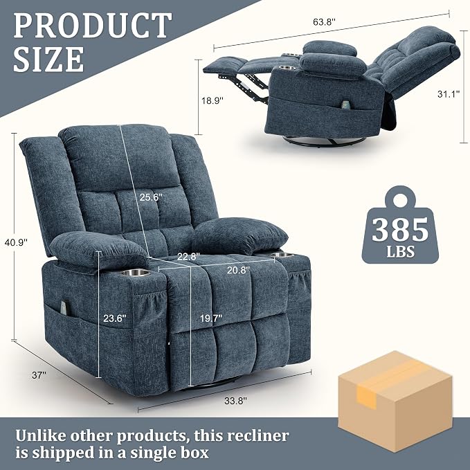 Korser 360° Swivel Rocker Recliner - Image 2