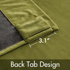 MIULEE Velvet Curtains 52x96 inches 2 Panels Moss Green Blackout Curtains | - Image 3