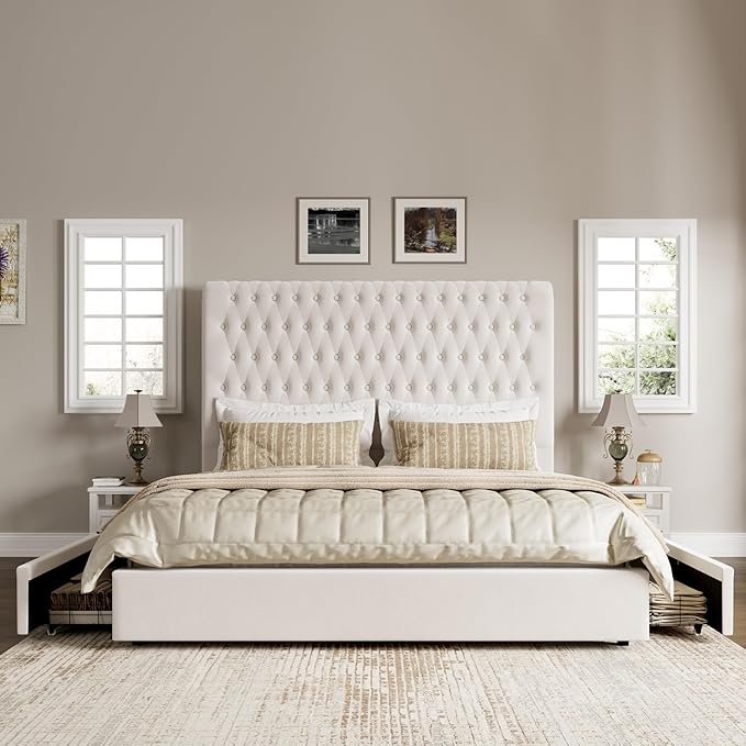 Queen Size Bed Frame 54" Tall Headboard - Image 7