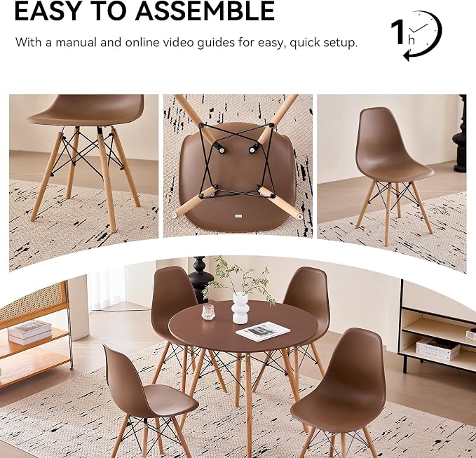 5-Piece Round Dining Table Set, Small 31.5" Kitchen Table Chairs Set of 4 Space - Image 7