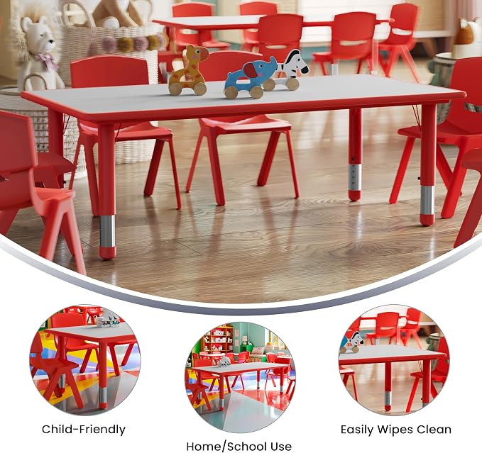 Flash Furniture Wren 23.625''W x 47.25''L Rectangular Red Plastic Height - Image 6