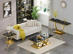 Henf 47" Marble Console Table Modern Black Faux Marble Entryway Table - Image 5
