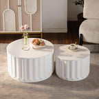 46.46'' White Round Coffee Table Set of 2 - Image 4