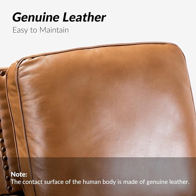 HULALA HOME Genuine Leather Manual Recliner Chairs Set of 2 - Image 9