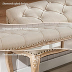 Cozyman Bedroom Bench, French Vintage Tufted Entryway Bench, 45.2" Carving - Image 4