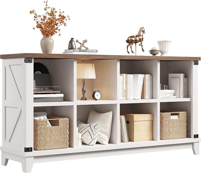 EnHomee 8-Cube Storage Organizer, Farmhouse Bookshelf, Display Shelf by EnHomee