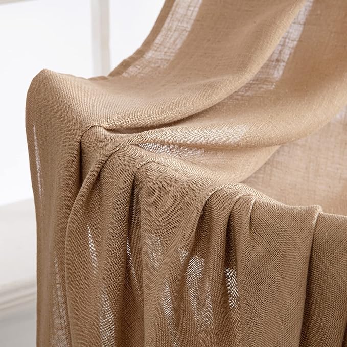 MIULEE Brown Linen Curtains 37x72 Inch Length 2 Panels | Window Drapes - Image 6