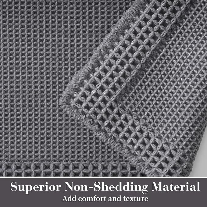 RESARE Waffle Bath Mat for Bathroom, Non Slip Bathroom Rugs 18x30 Dark Grey | - Image 2