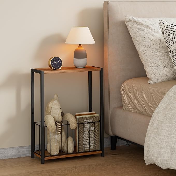 Homleke Narrow Side Table with Magazine Holder, Skinny End Table Perfect - Image 8