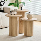 Round Nesting Coffee Table Set of 3 Mid Century Modern Wood Round Coffee Tables by Unknown