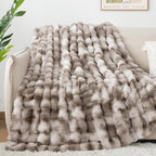 Luxury 1000GSM Rabbit Faux Fur Blanket, Super Heavy Warm Cozy Brown Blankets - Image 4