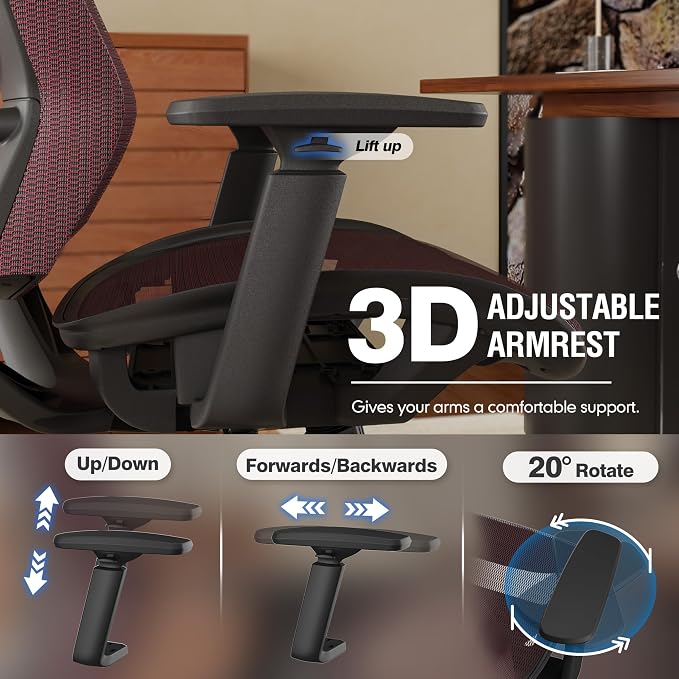 ELABEST Mesh Office Chair, Ergonomic Computer Desk Chair, Sturdy Task Chair- - Image 5