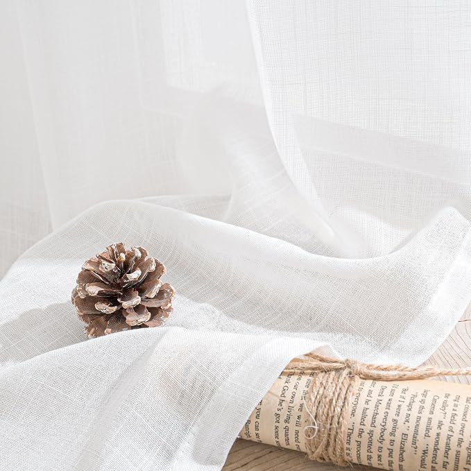 BGment White Linen Curtains 52X96 Inches Long - Image 8