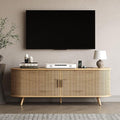63 inch TV Stand with Power Outlet, Fluted Entertainment Center by Unknown