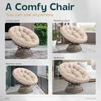 Bme 40" Ergonomic Wicker Papasan Chair - Image 6