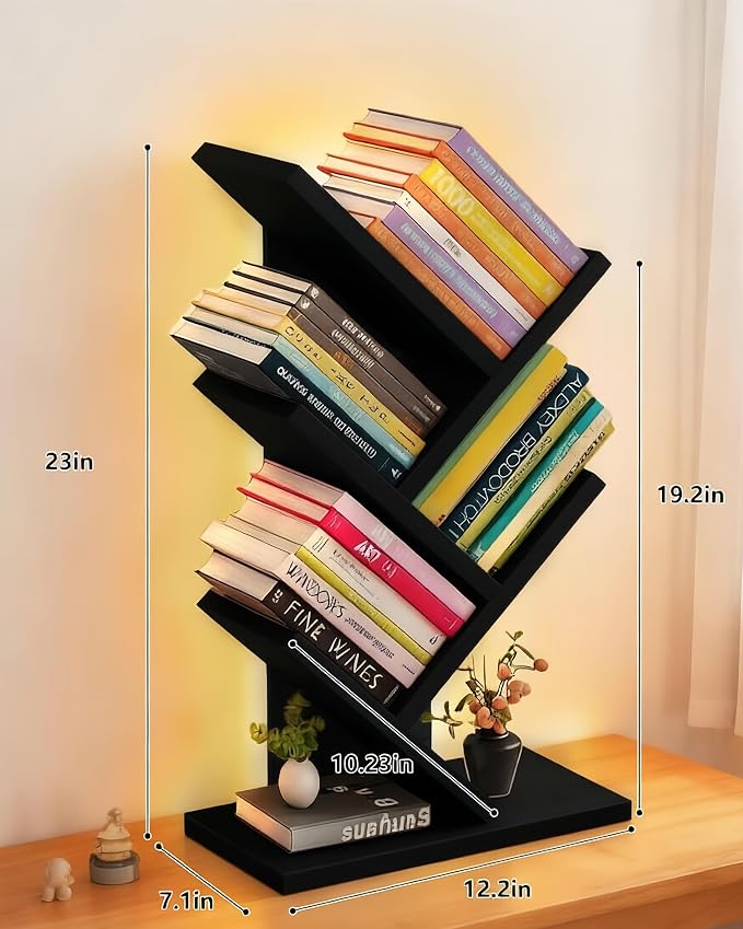 Godferyxin Bookshelf with Liting, Small Bookshelf LED and Desktop Book Shelf - Image 2