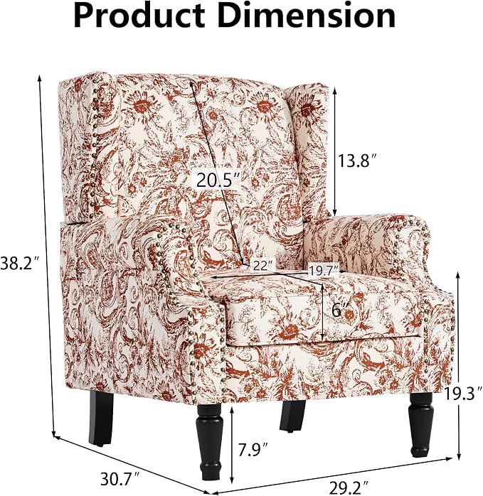 Pia Ricco High Back Floral Accent Chair - Image 2