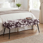 DUHOME Velvet Bench Ottoman, Upholstered Bedroom Benches Cow Print End of Bed - Image 2