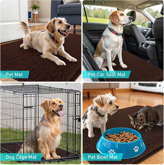 OLANLY Dog Door Mat for Muddy Paws 24x16, Super Absorbent Chenille Mud Mat | - Image 7