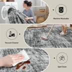 2'6''x8' Runner Rugs Washable Rug: Modern Abstract Hallway Black Carpet | - Image 3